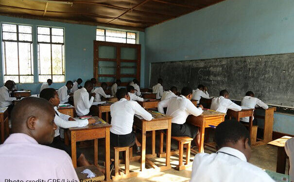 Students in a classroom at Busuubizi Teachers College, Uganda.
