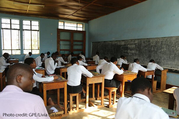 Students in a classroom at Busuubizi Teachers College, Uganda.