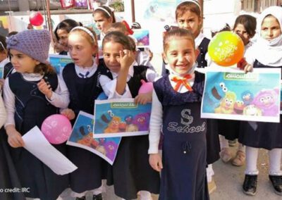 A group of primary school girls under the Ahlan Simsim programme, Middle East.