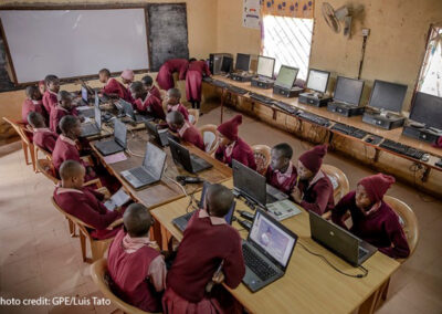 Students from Class 8 study in the computer lab at Marble Quarry Primary School in Kajiado Central on the outskirts of Nairobi, Kenya.