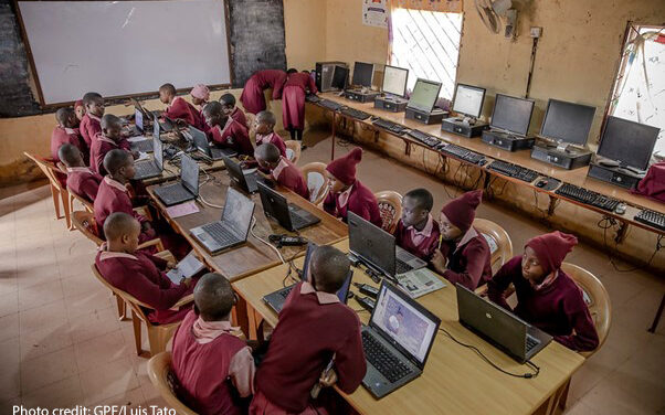 Students from Class 8 study in the computer lab at Marble Quarry Primary School in Kajiado Central on the outskirts of Nairobi, Kenya.