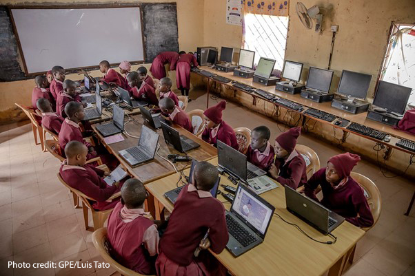 Students from Class 8 study in the computer lab at Marble Quarry Primary School in Kajiado Central on the outskirts of Nairobi, Kenya.