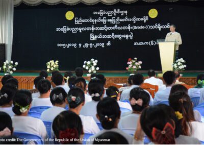 Ministry of Education in Myanmar addressing an audience