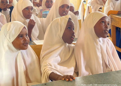 Somali Girls listen to their teacher in class.