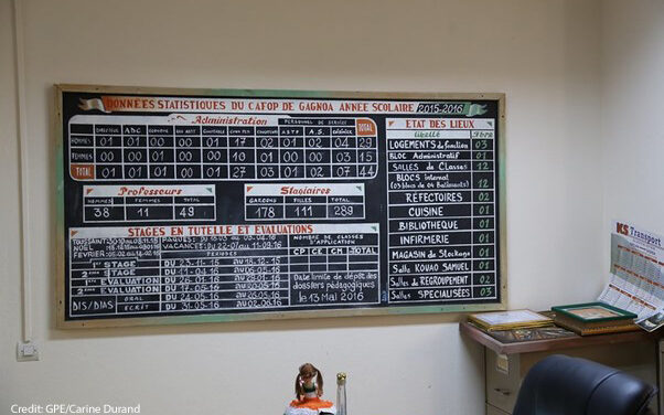 Blackboard with data on Teachers - Training Center of Gagnoa (CAFOP de Gagnoa), Côte d'Ivoire.