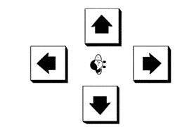 aerial view of a cartoon person in the middle of arrows pointing up, down, left and right