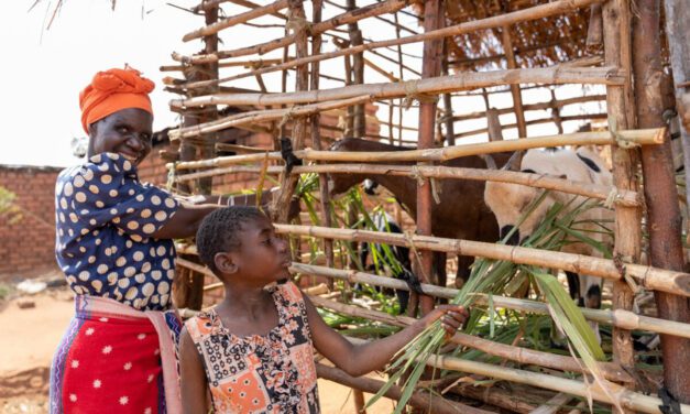 Shelista, who is deaf and attends an inclusive school, with her grandmother in Malawi.