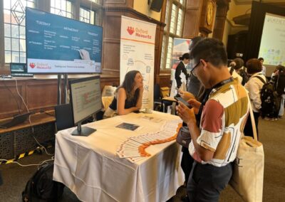 Oxford MeasurEd's stand at the UKFIET Conference 2023 with delegates interacting