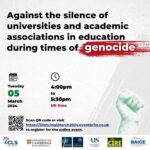 Against the silence of universities and academic associations in education during times of genocide