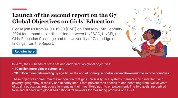 Launch of the second G7 Global Objectives on Girls’ Education report