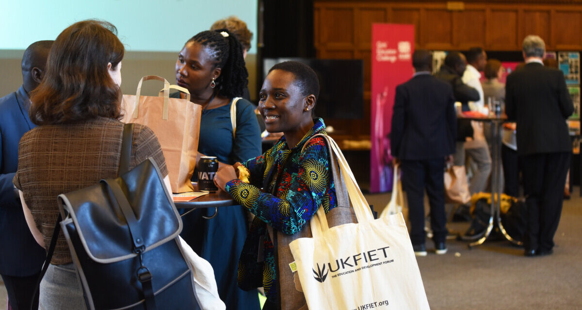 A group of people chatting at an event