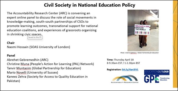 Webinar: Civil society in national education policy