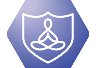 Icon for Learner safety and wellbeing theme at UKFIET Conference 2025. Blue background with white