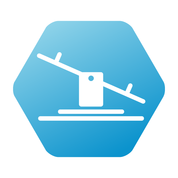 Icon for Equitable Partnerships and Cross-Cultural Collaboration theme at UKFIET Conference 2025. Light blue background with white see saw