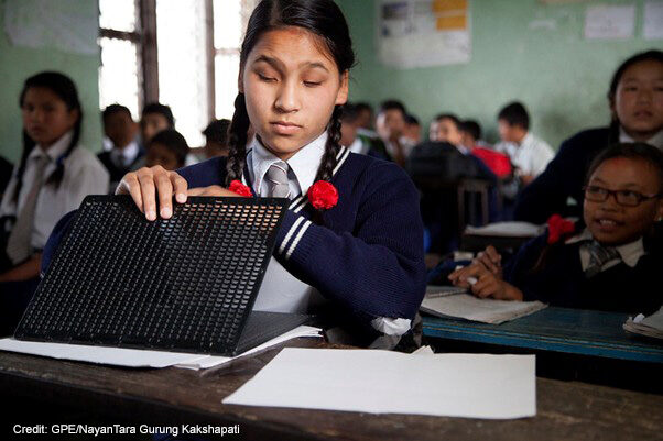 Shakuntala Badi, the only blind student in her class, Nepal.