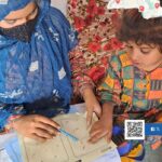 A female teacher sits on the floor with a girl student, Pakistan. QR Code for Facebook and X ACER Pakistan
