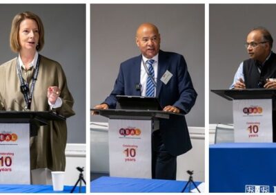 Photos from the opening keynote speeches at the REAL Centre 10-year anniversary conference: Julia Gillard, Tassew Woldehanna, Bhaskar Vira and chaired by Pauline Rose.
