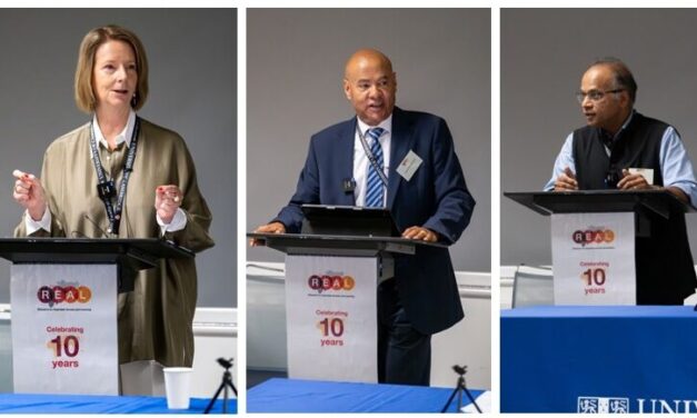 Photos from the opening keynote speeches at the REAL Centre 10-year anniversary conference: Julia Gillard, Tassew Woldehanna, Bhaskar Vira and chaired by Pauline Rose.