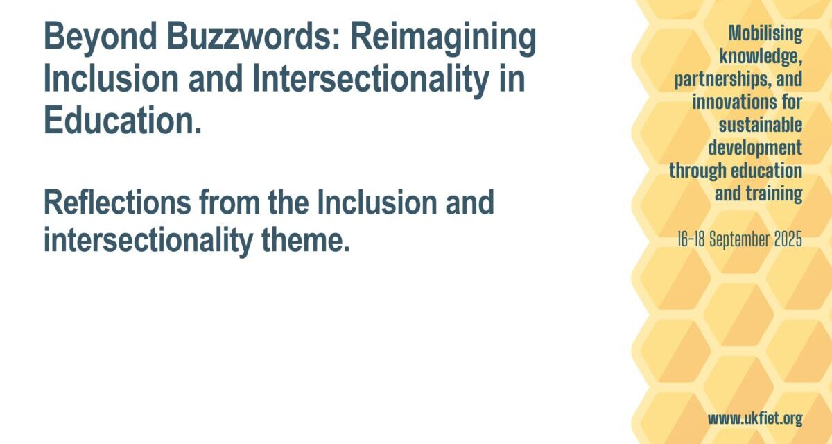 Beyond buzzwords: reimagining inclusion and intersectionality in education holding slide for webinar post conference 2025