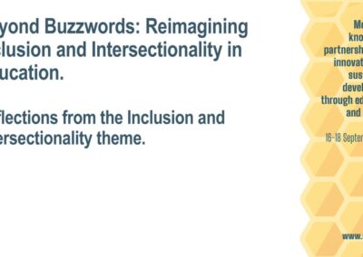 Beyond buzzwords: reimagining inclusion and intersectionality in education holding slide for webinar post conference 2025