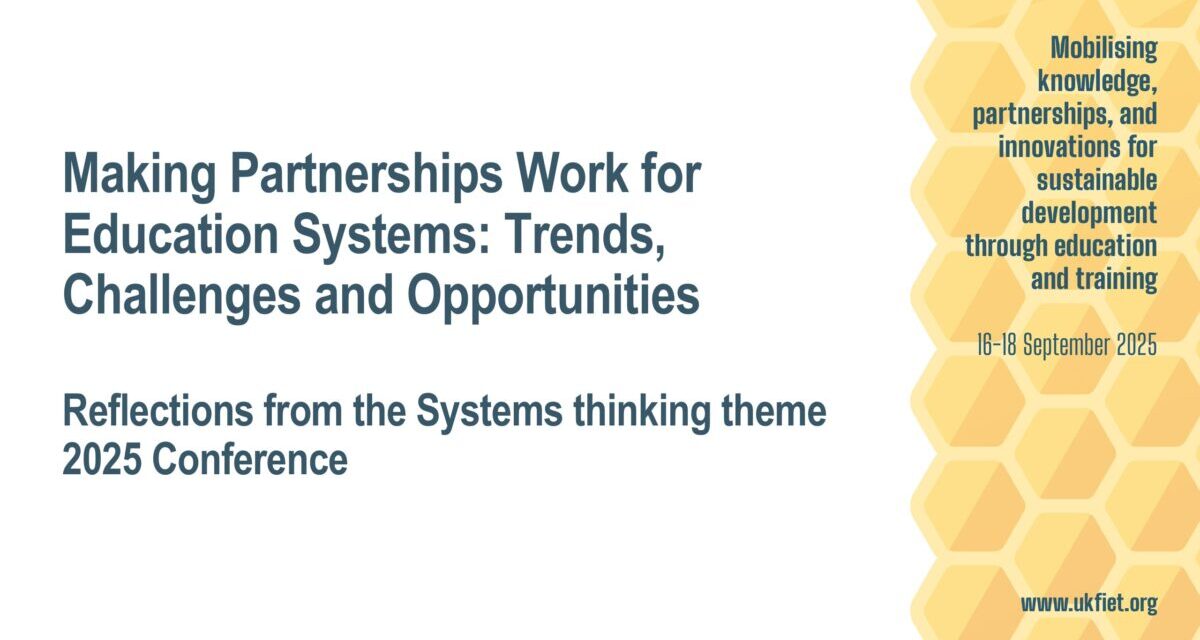 Holding slide for Systems thinking webinar post 2025 UKFIET confernce