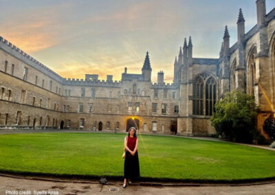 The blog author at the university of Oxford, where the UKFIET 2025 conference brought together researchers and practitioners around the world to discuss equitable and inclusive education practices.