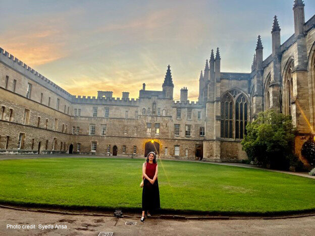 Placing Compassion The blog author at the university of Oxford, where the UKFIET 2025 conference brought together researchers and practitioners around the world to discuss equitable and inclusive education practices.