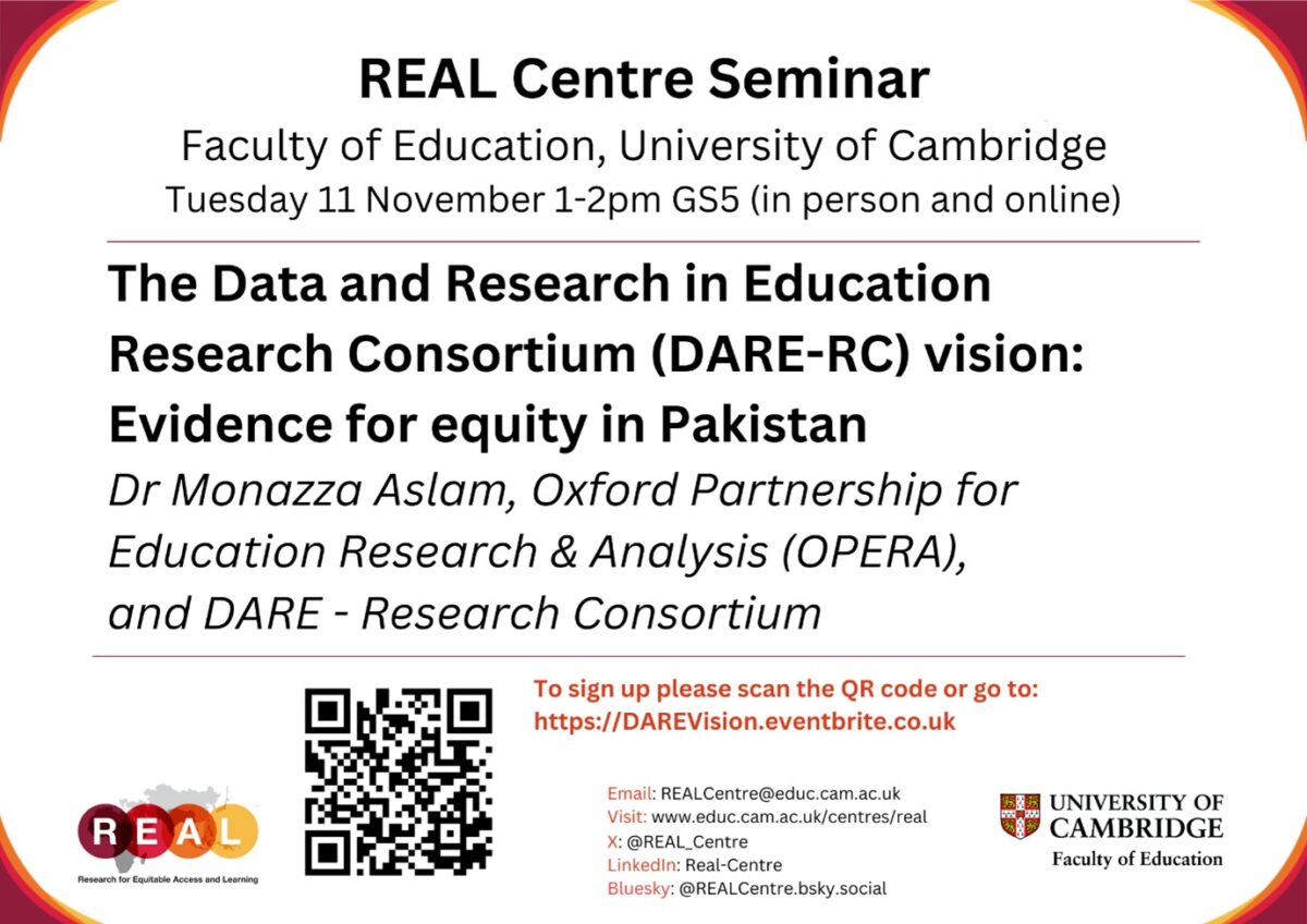 The Data and Research in Education Research Consortium (DARE-RC) vision: Evidence for equity in Pakistan