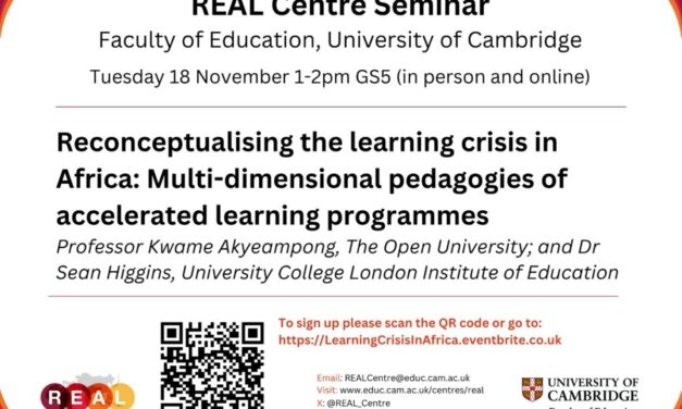 Poster advertising the REAL Centre seminar 18-11-25