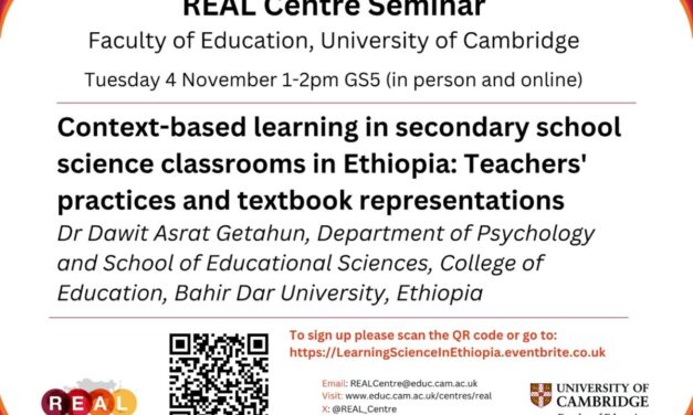 Poster advertising the seminar at the REAL Centre, 4-11-25