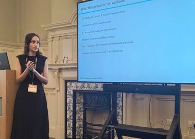 Srinidhi Lakshmanan presenting at the UKFIET 2025 conference.