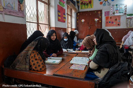Girls studying at the Government Girls Primary School Nishtar Colony, Lahore, Pakistan