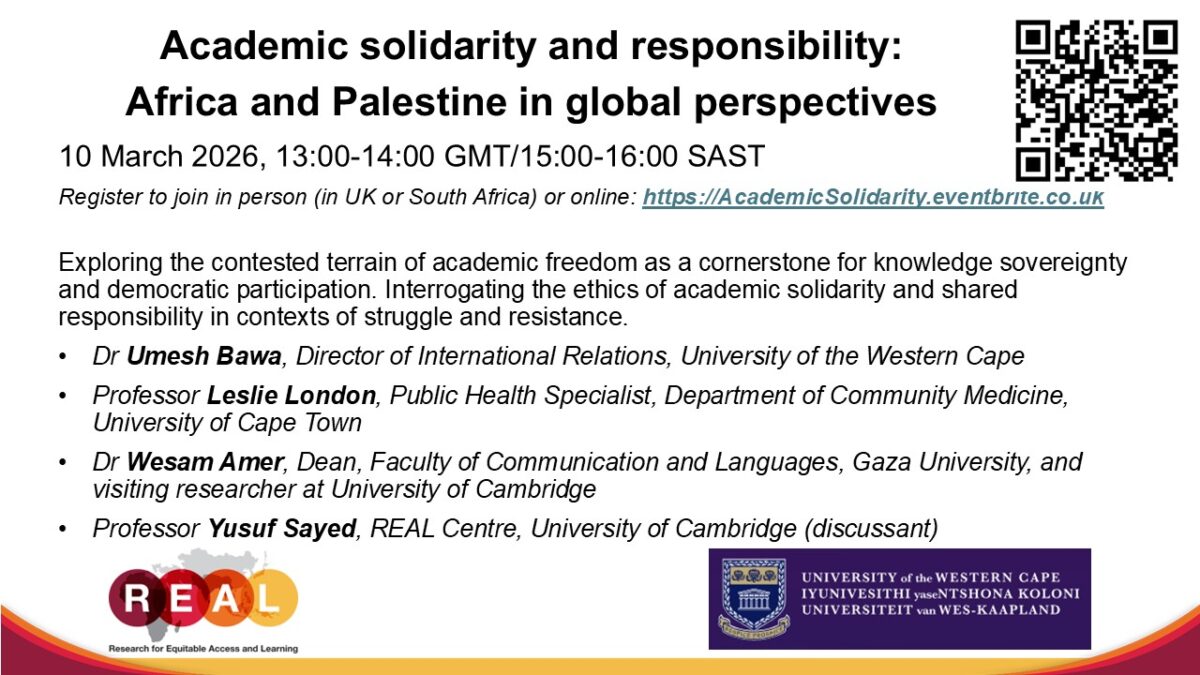 Academic solidarity and responsibility: Africa and Palestine in global perspectives
