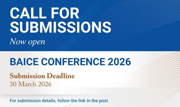 Call for submissions BAICE 2026, deadline 30 March 23:59 BST