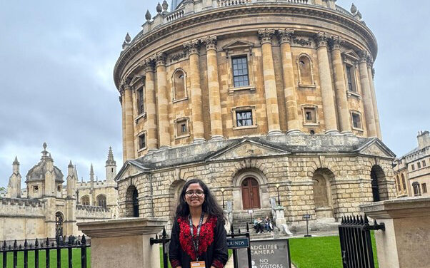 Rajalaxmi in Oxford for the UKFIET conference. Radcliffe Camera in the background