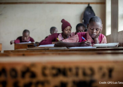 students sit in a maths class, Kenya.